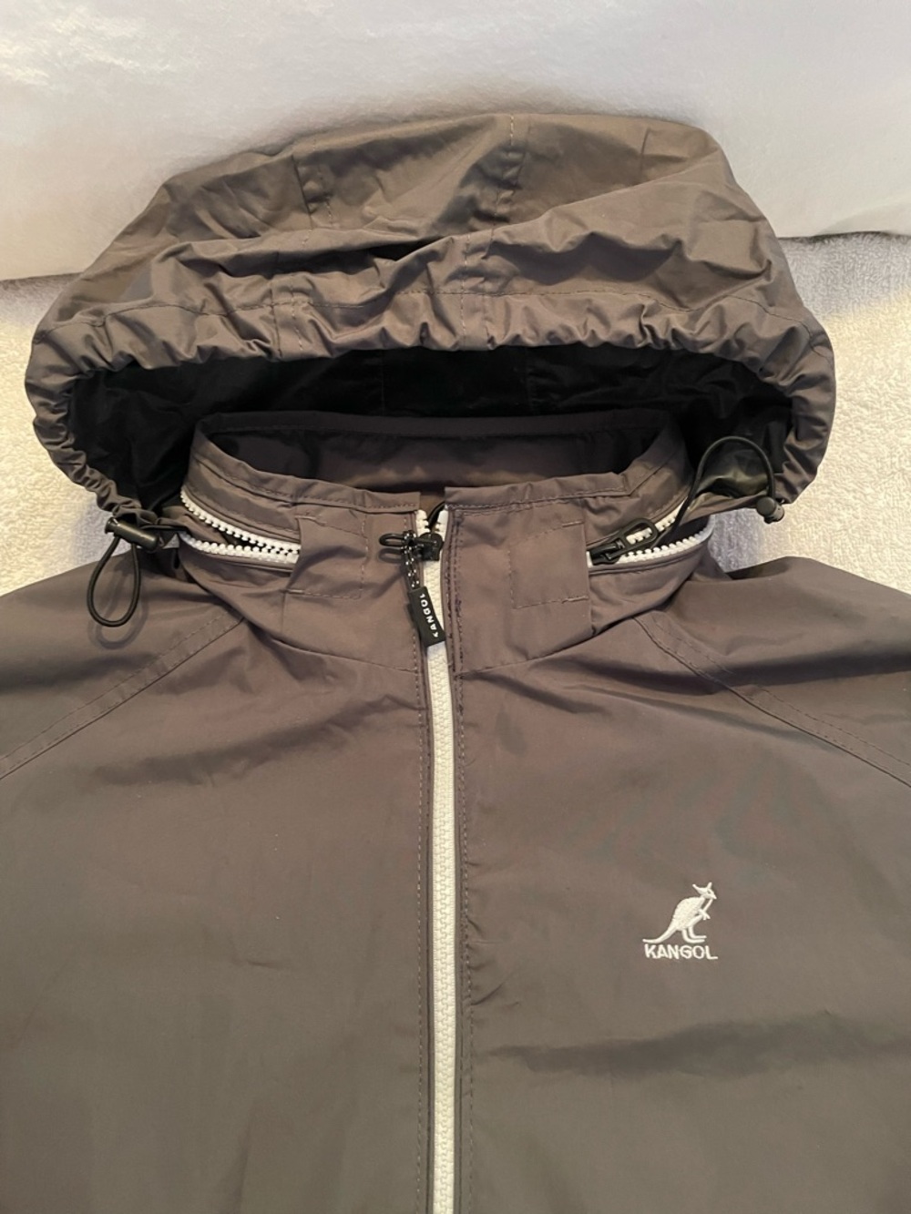 Kangol Hooded Rain Jacket in Dark Gray